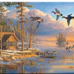 Cabin Scene Cutting Board 16" wide x 12" tall Tempered Glass Cutting Board 787-D